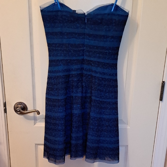 ✨️NWT✨️ BCBGMaxAzria Elegant Blue Striped Mini Dress, Size 4P - Picture 4 of 8